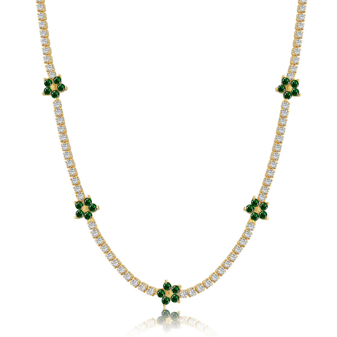 Floral Gem Cascade Necklace