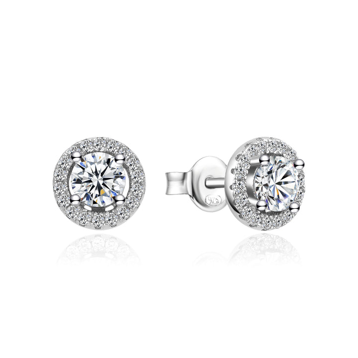 Brilliant Cut Halo Stud Earrings