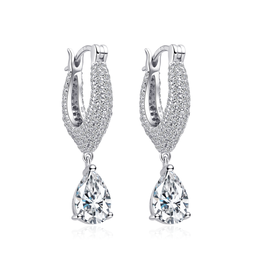 Pear And Pave Drop Earrings